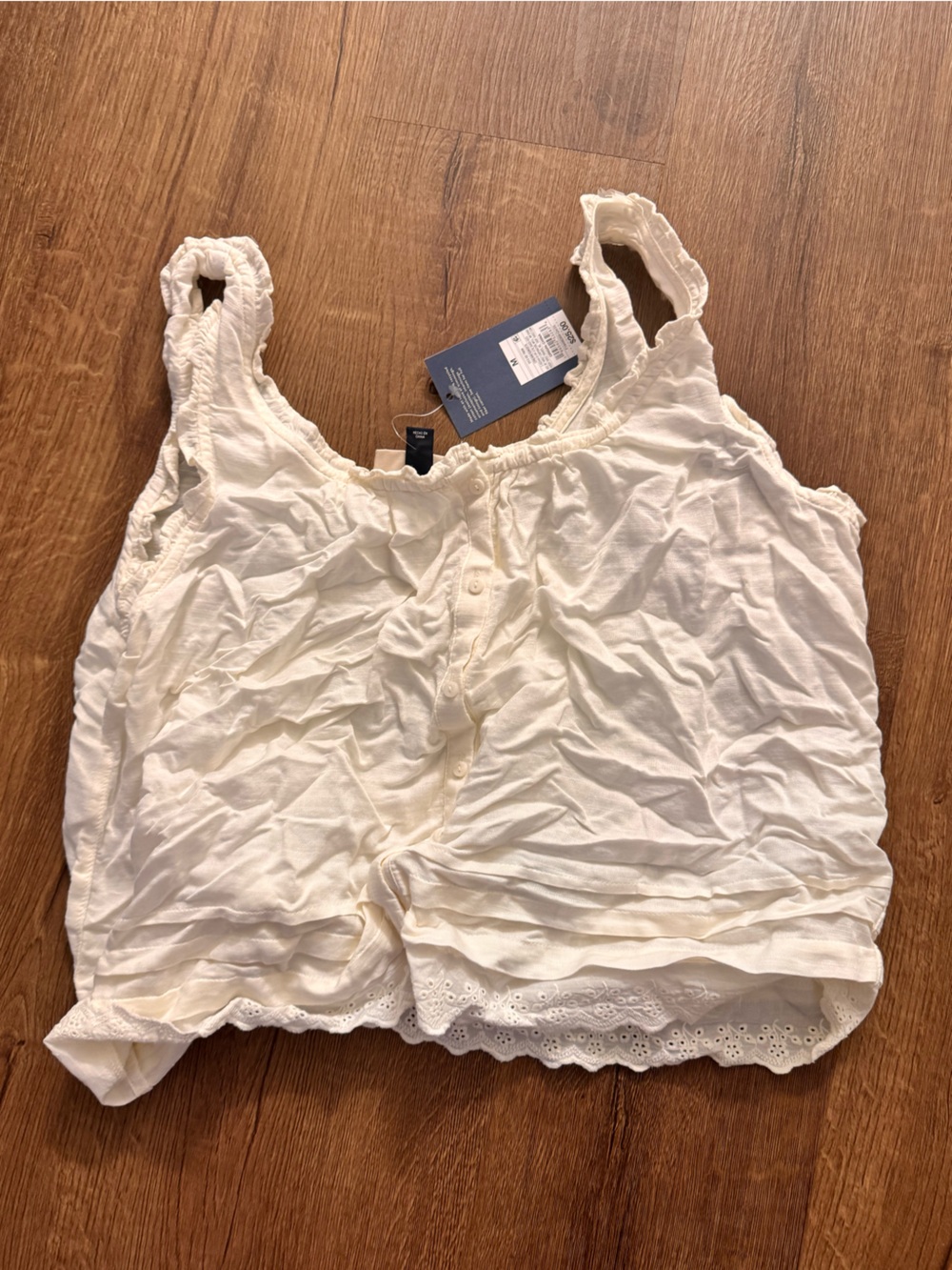 Universal Thread Cream Lace-Trim Button Front Cami